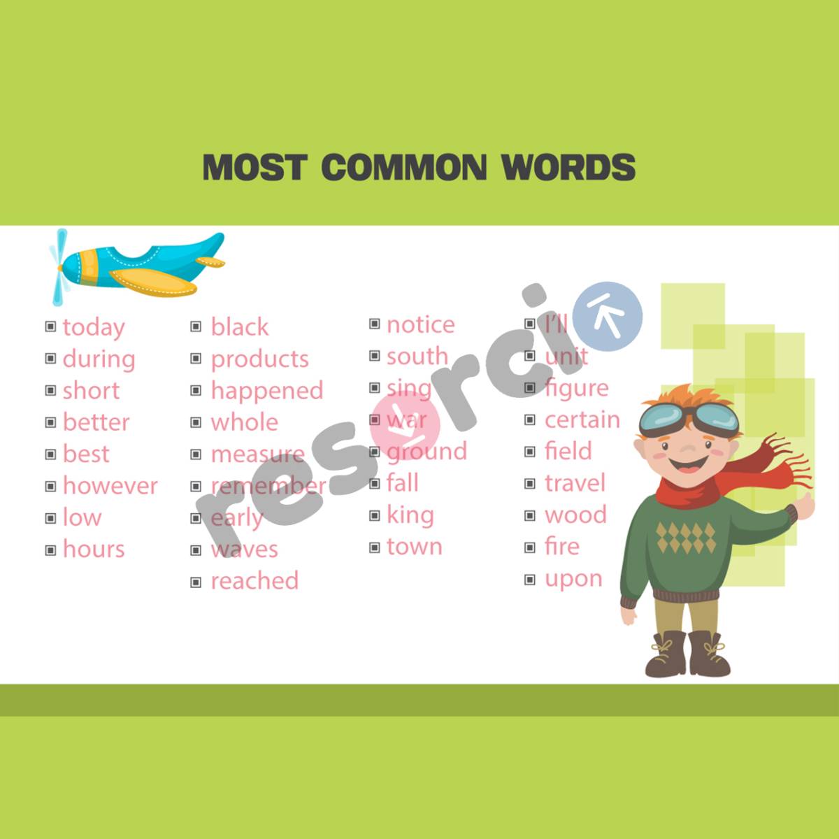Most Common Words - Template 19